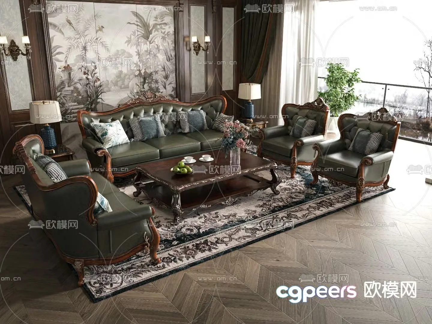 European style modular sofa 3d model