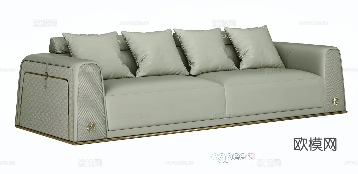 Light luxury multi-person sofa 3D model