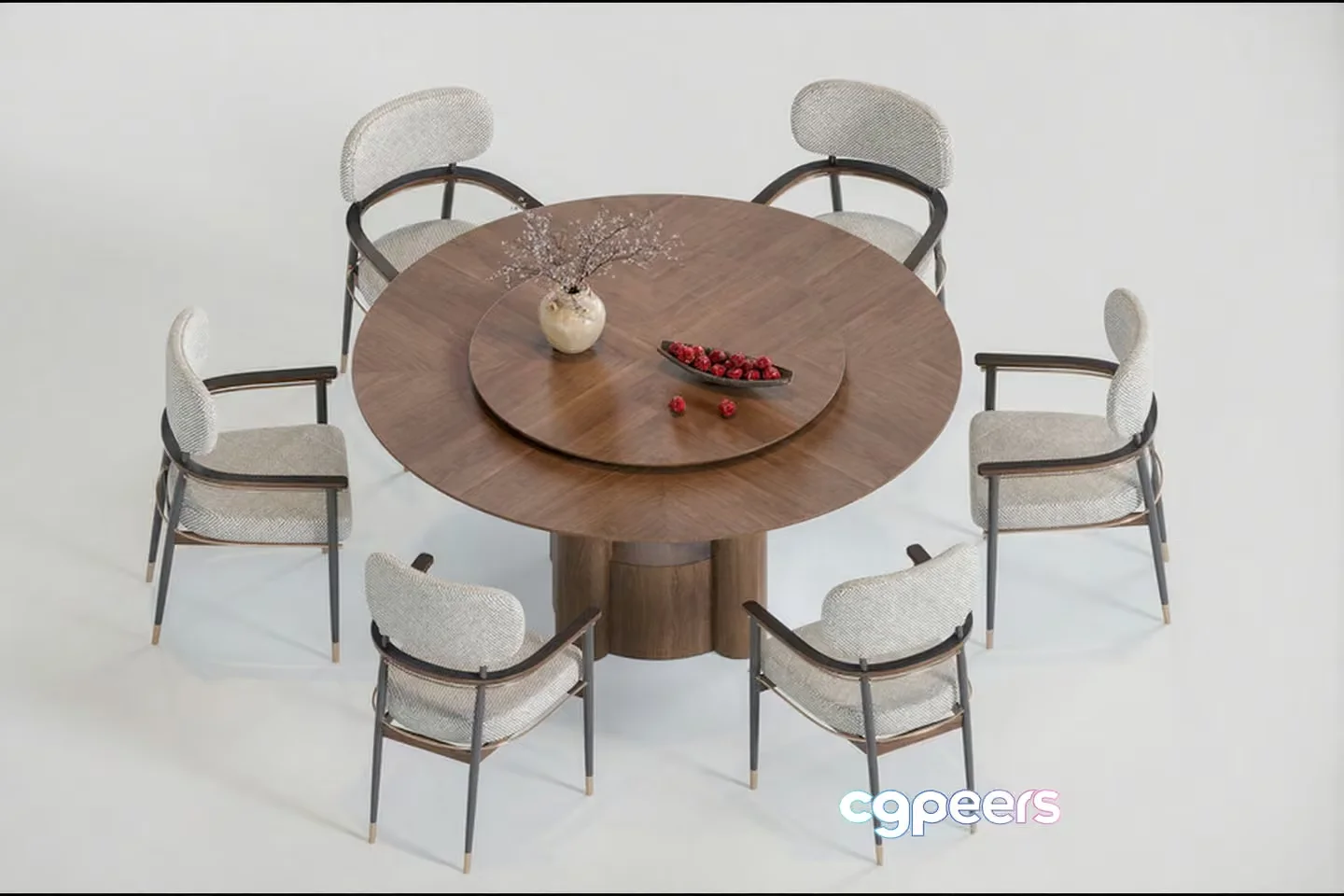 A Round Wooden Table 3D Model – 6249 – CORONA Render