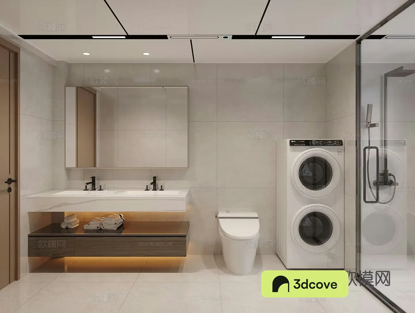 Modern honeycomb large-board bathroom double-layer washing machine