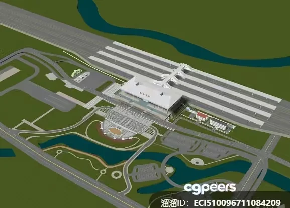 A 3D Rendering Of An Airport 3D Model – 9323 – VRAY Render