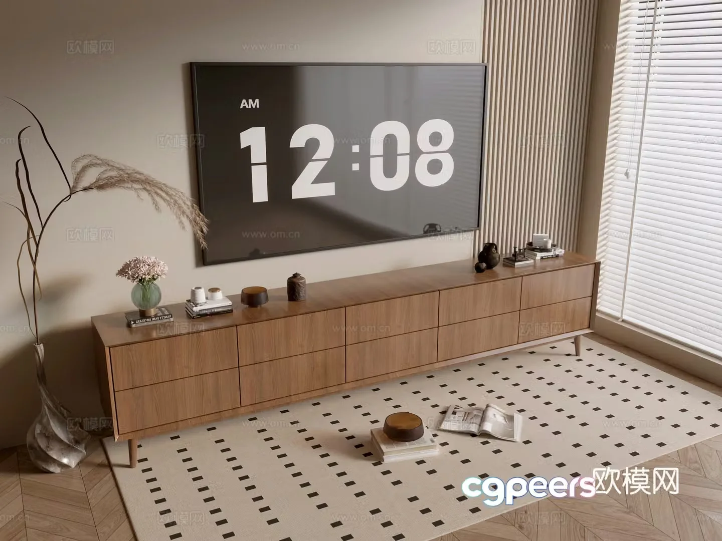 Log TV cabinet 3d model