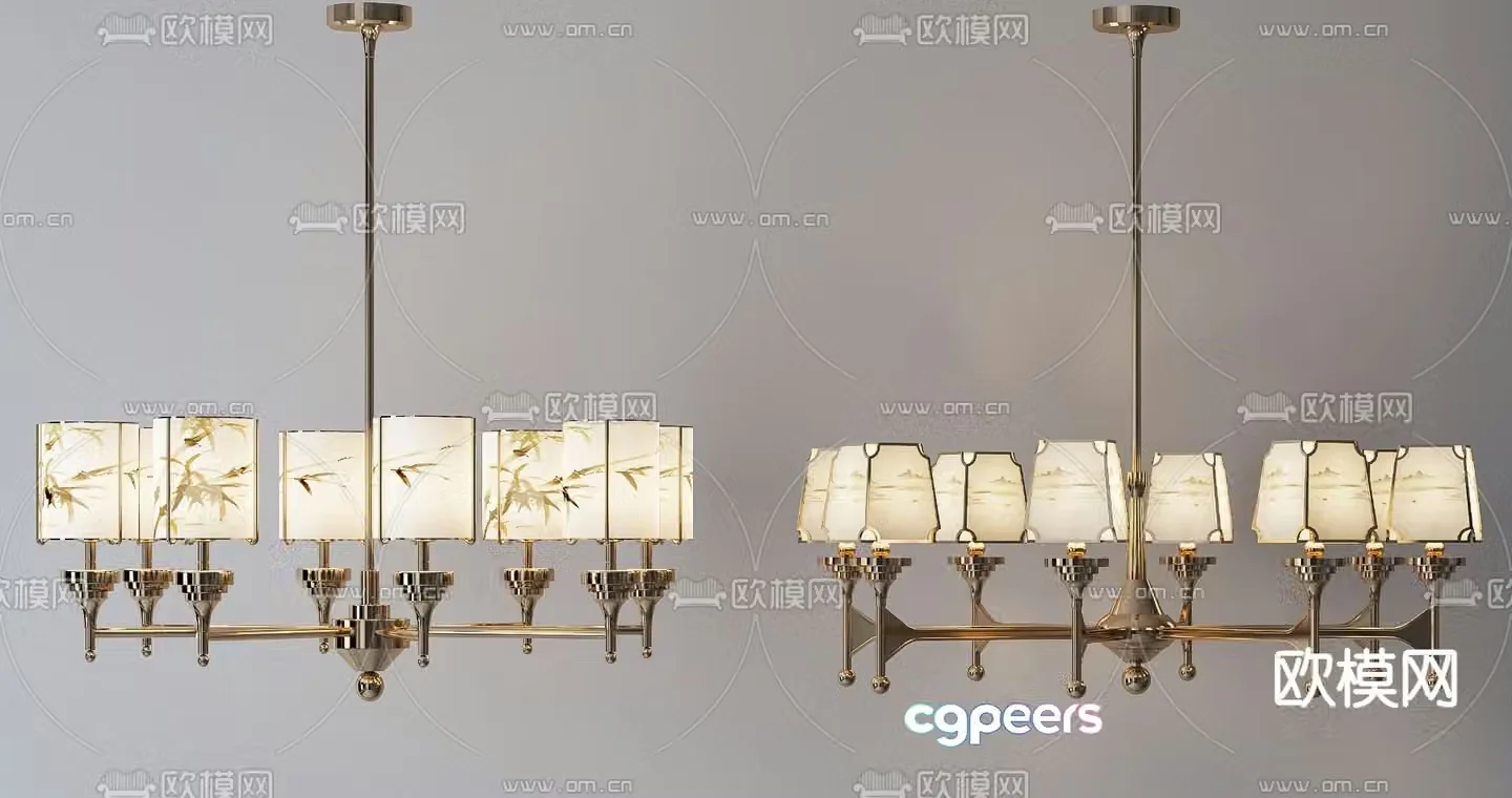 New Chinese style chandelier hall chandelier 3d model