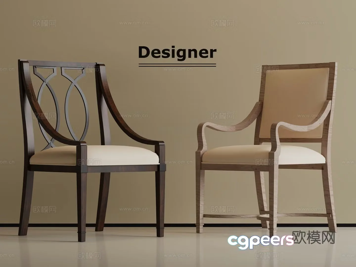 American single chair dining chair 3d model