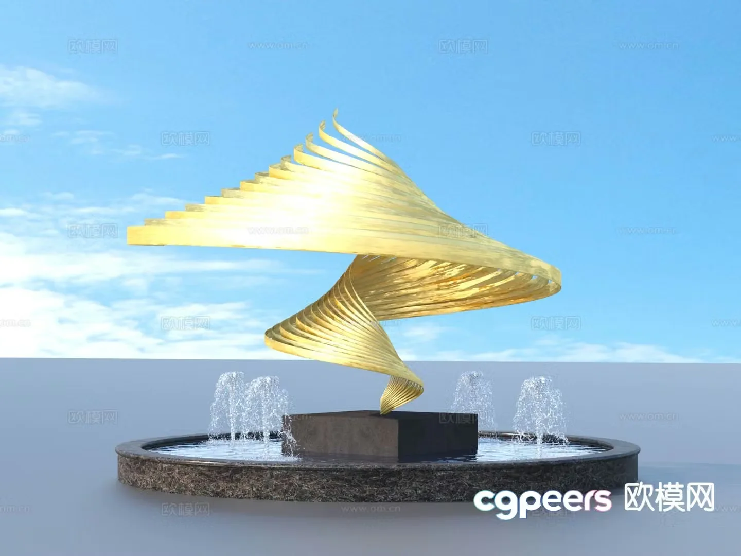 Urban sculpture water fountain landscape sculpture 3d model