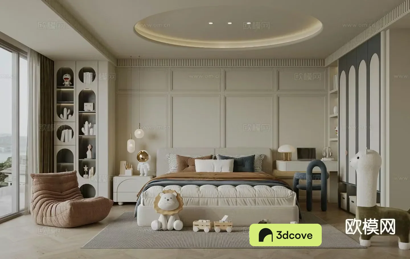 Cream style children’s room 3D model of children’s room