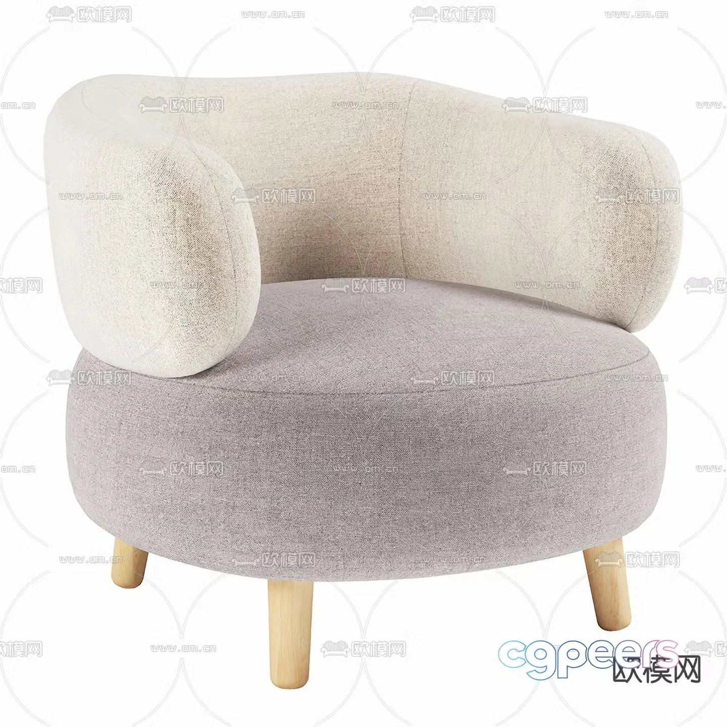 Natuzzi modern fabric single sofa 3d model