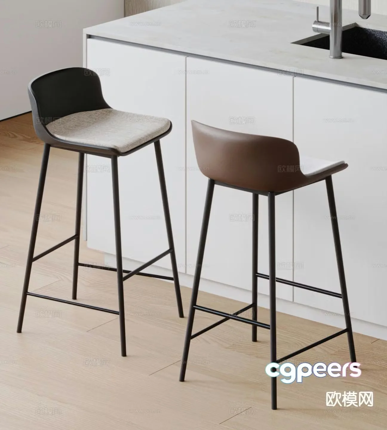 Modern bar stool bar stool high stool 3d model