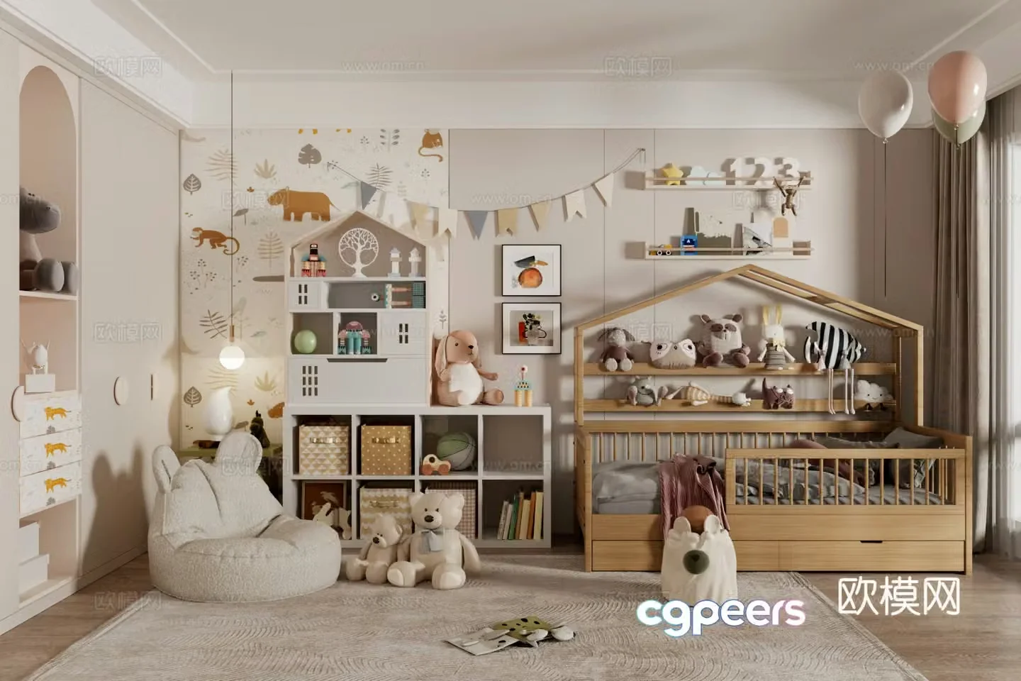 Modern children’s room Children’s entertainment room Children’s toy room Toy doll combination 3D model