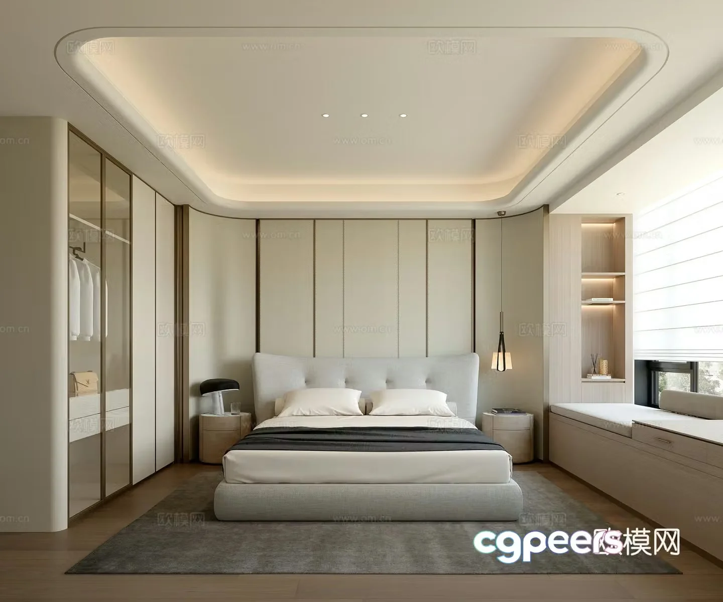 Italian light luxury bedroom 3D model