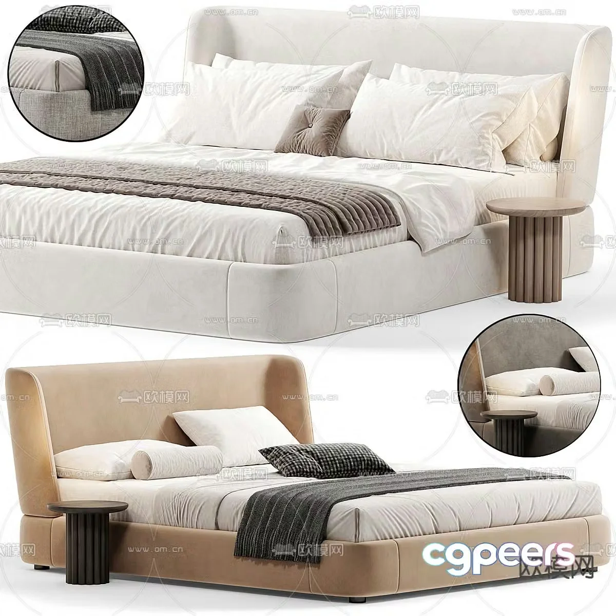 Modern double bed 3d model