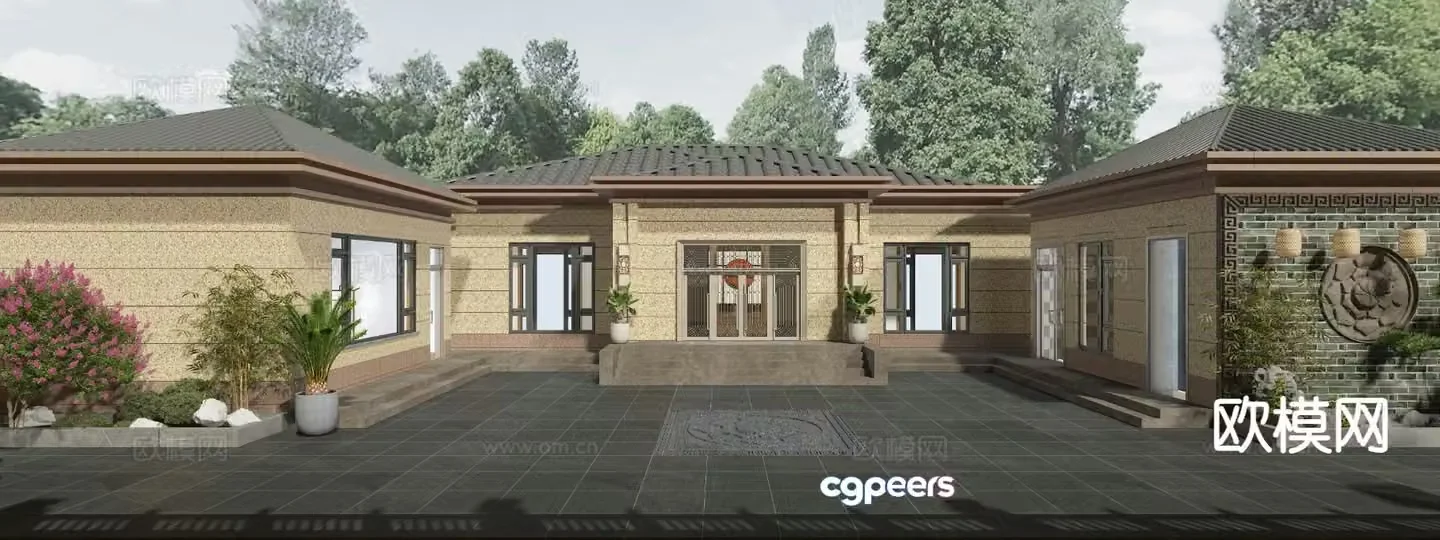 Villa courtyard garden 3d model