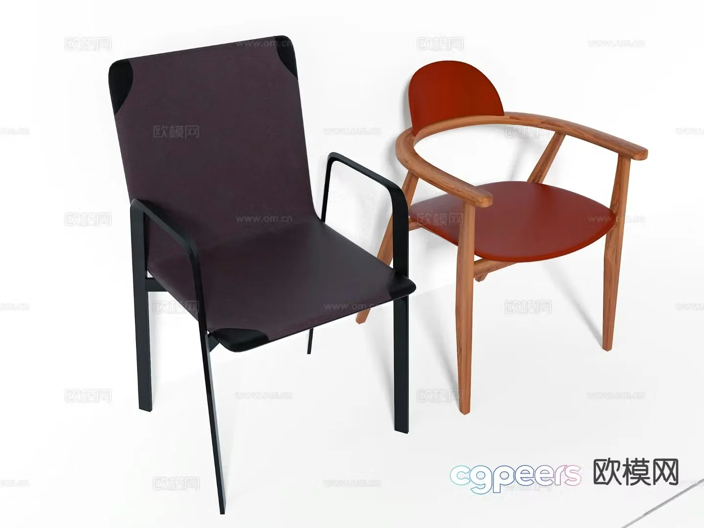 Nordic leisure chair single chair leather chair chair 3d model