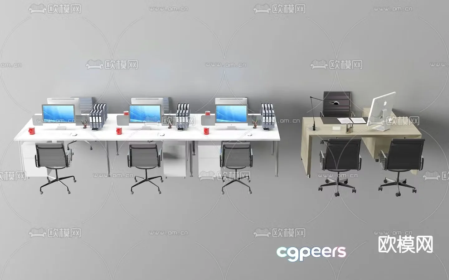 Office desk and chair 3d model
