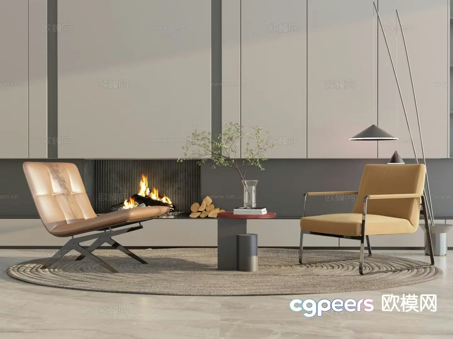 Modern chair leisure chair table 3d model