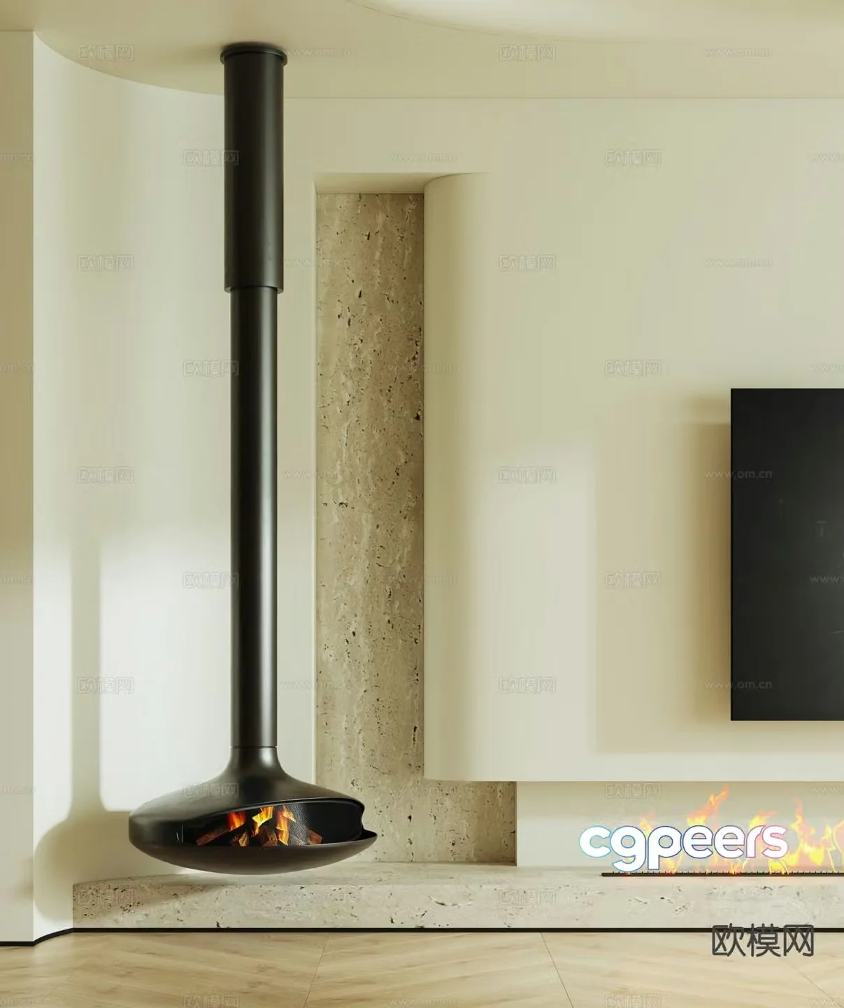Modern fireplace Stove 3d model