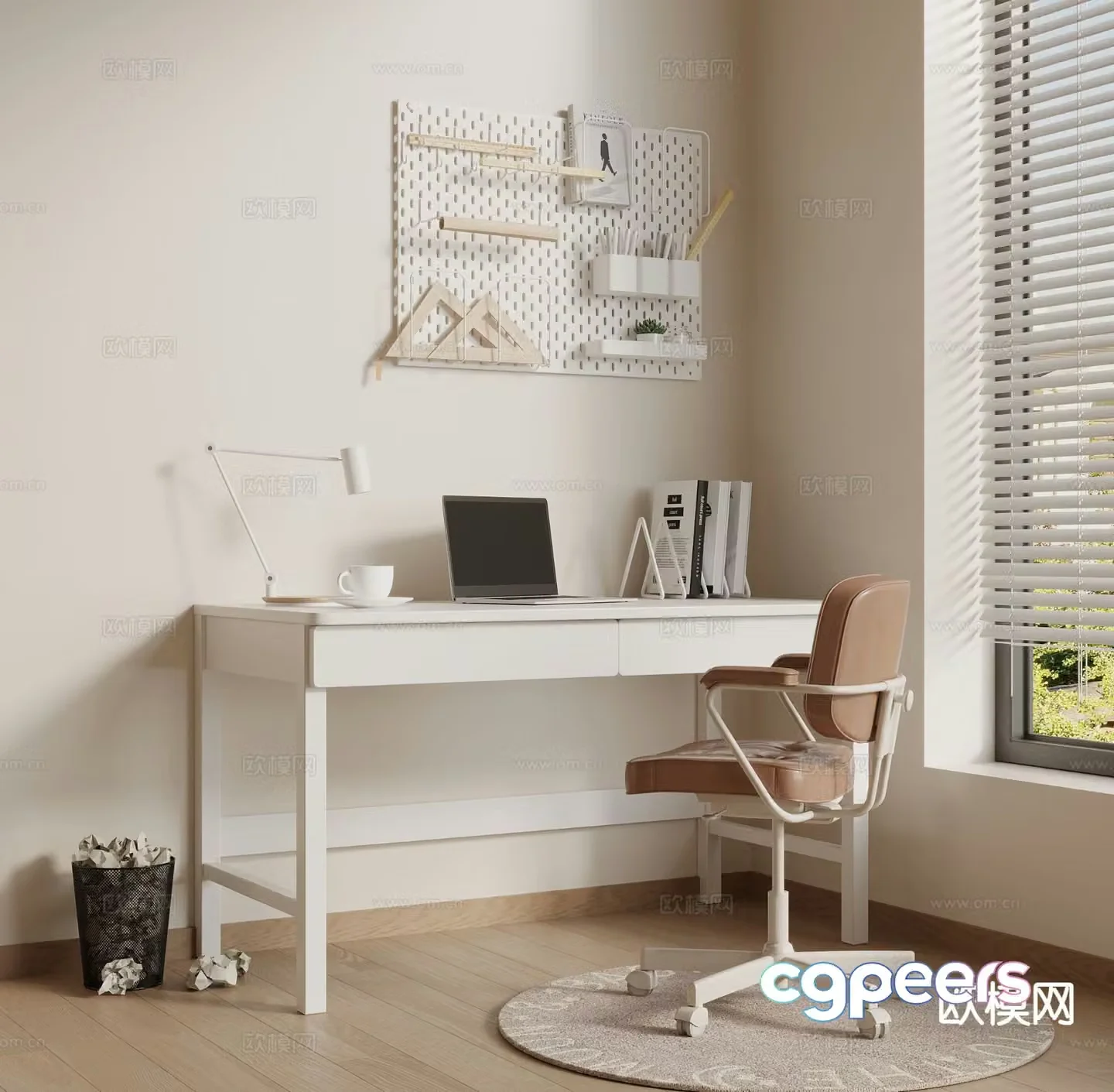 modern desk desk 3d model