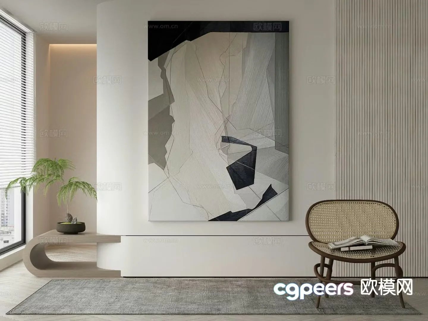 Modern art painting texture painting decorative painting 3d model