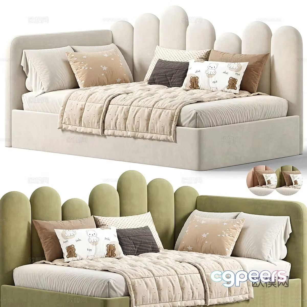 Modern fabric children’s bed 3D model