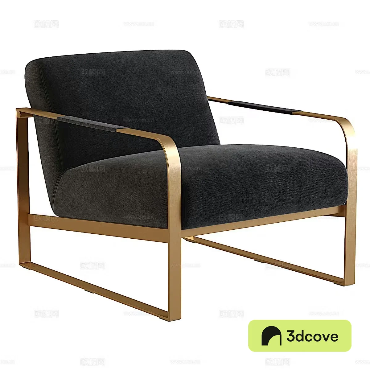 Modern light luxury minimalist Hadiya black velvet armchair