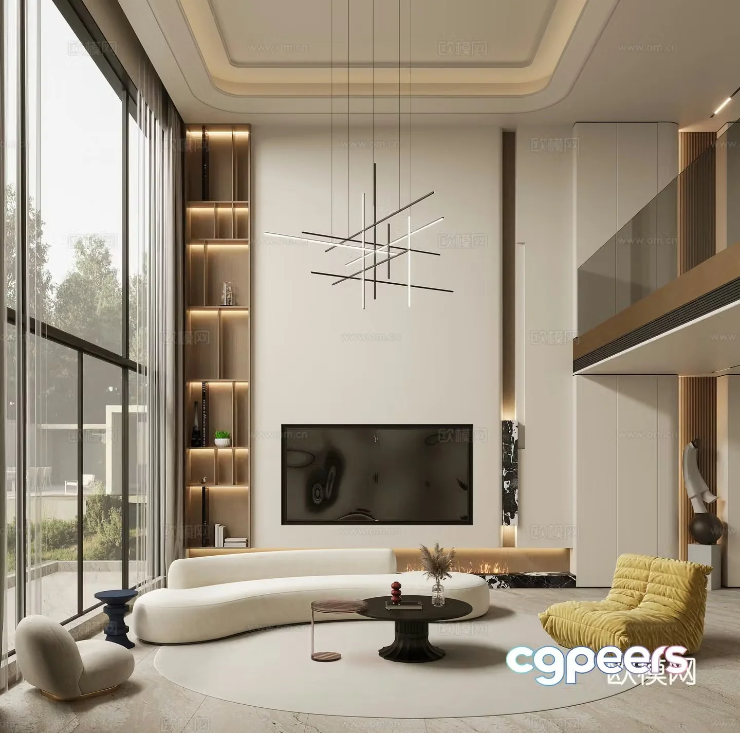 Modern villa living room 3d model