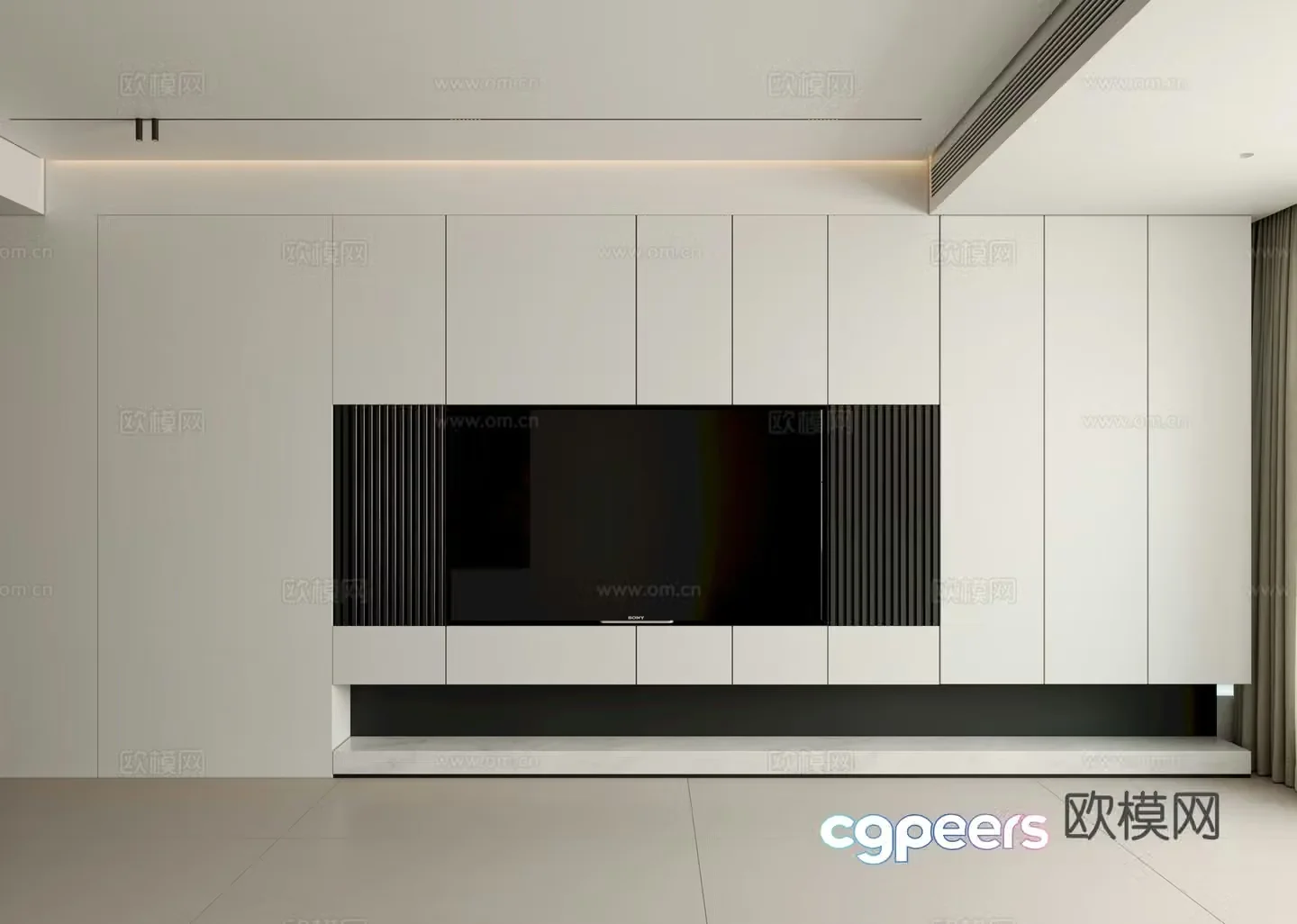 3d model of TV background wall