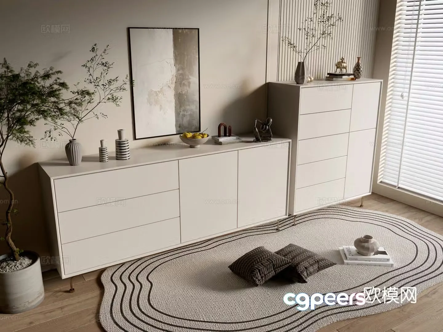 Modern cream wind cabinet whole cabinet sideboard balcony cabinet storage cabinet entrance entrance cabinet 3D model