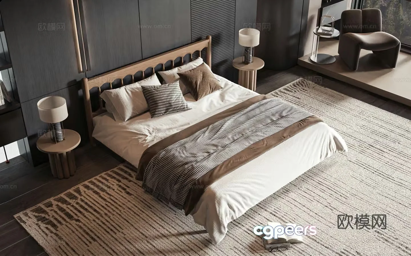 New Chinese style product bed 3D model