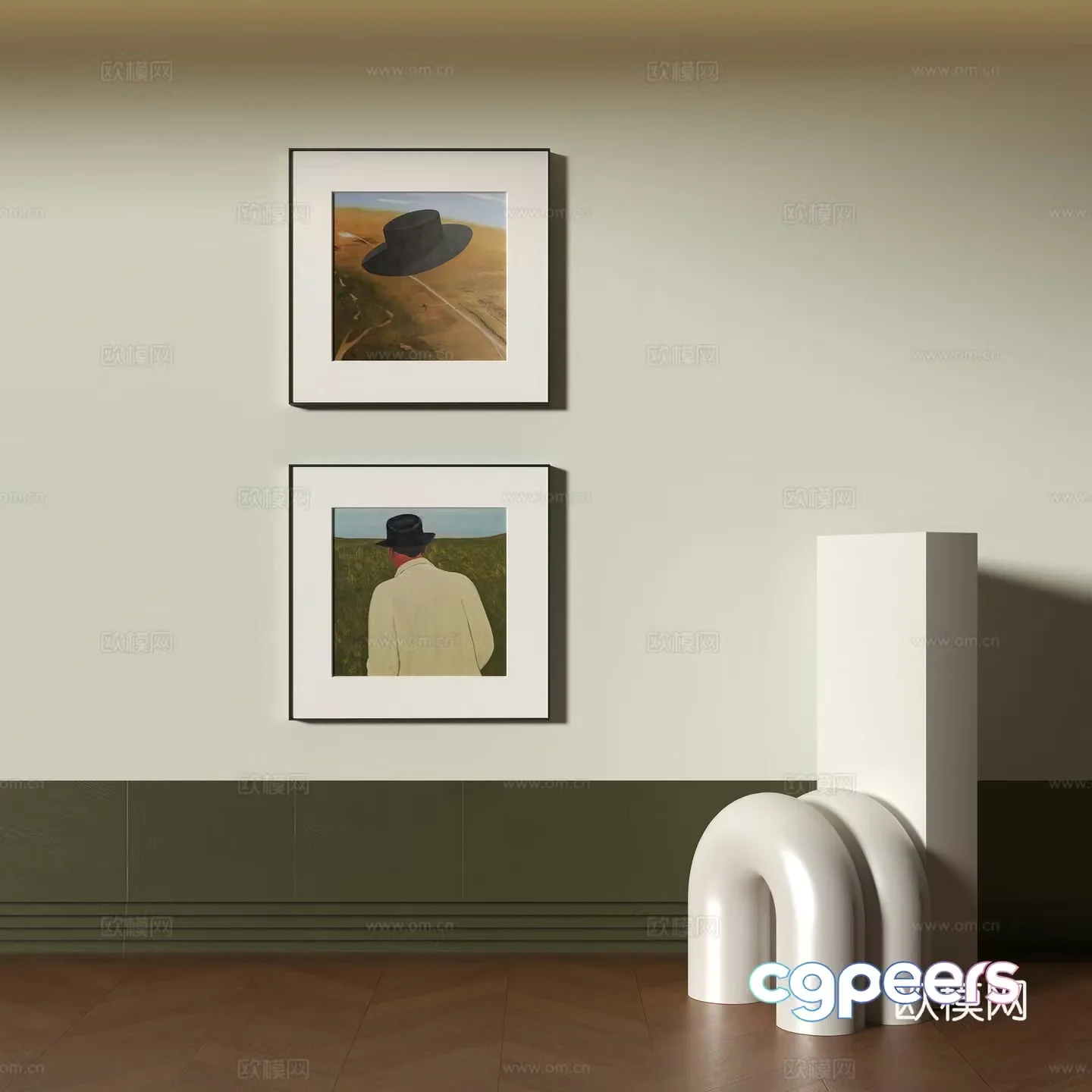 Modern decorative hanging painting combination 3D model