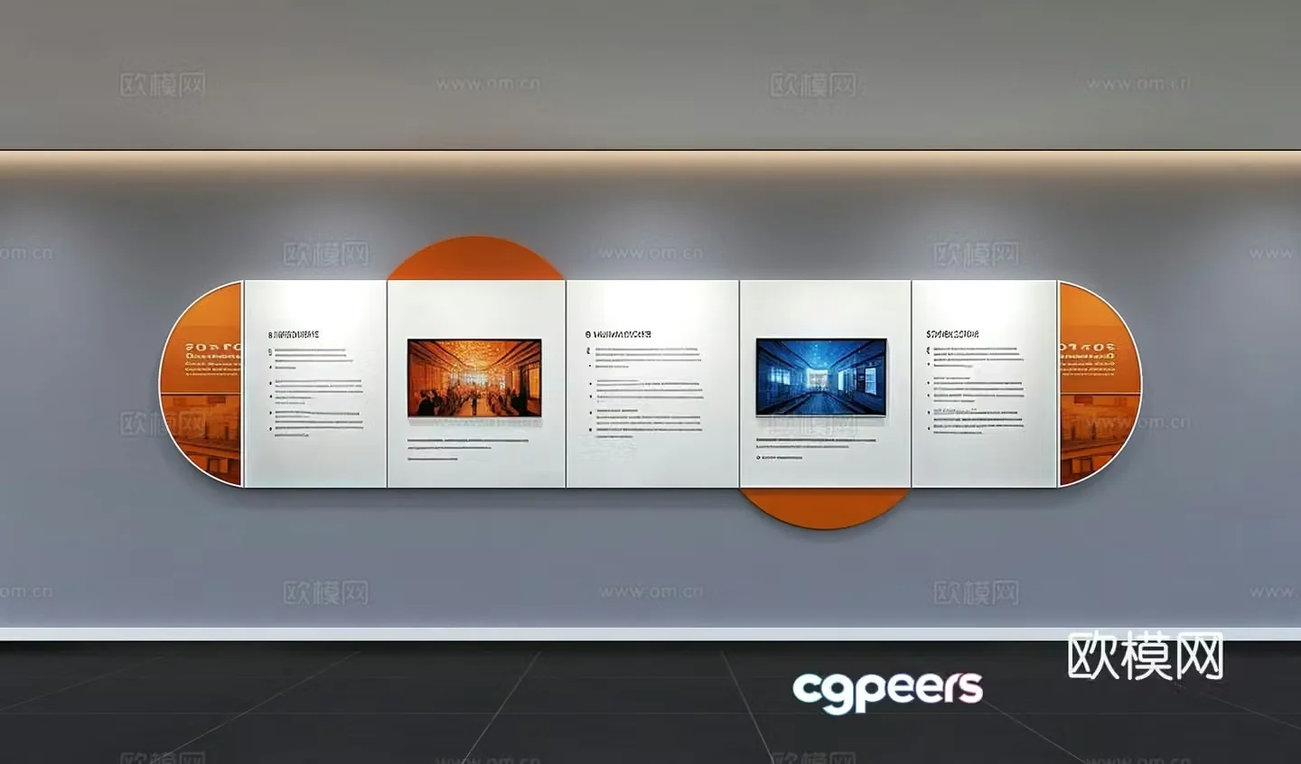 Modern corporate culture wall Office background wall Corridor Promotional column Slogan Slogan Corporate style 3D model