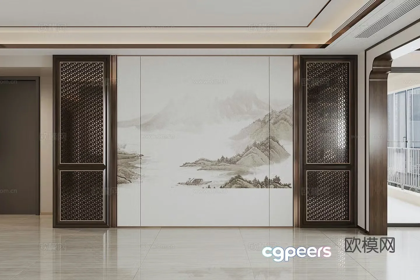New Chinese TV background wall 3D model
