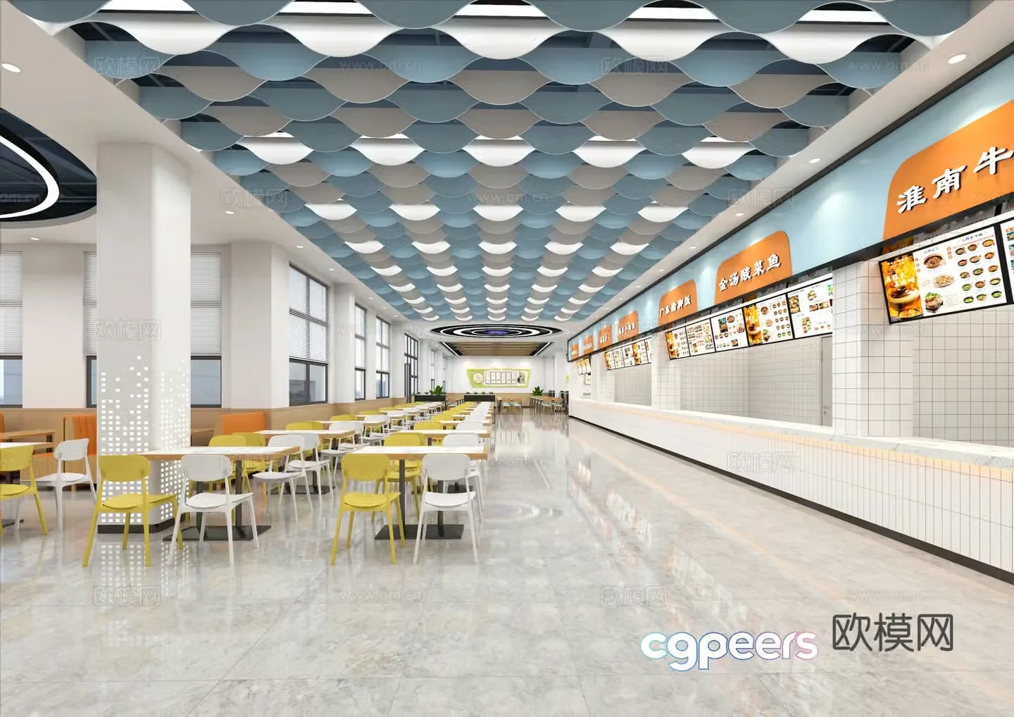 Modern school canteen university canteen staff canteen 3d model
