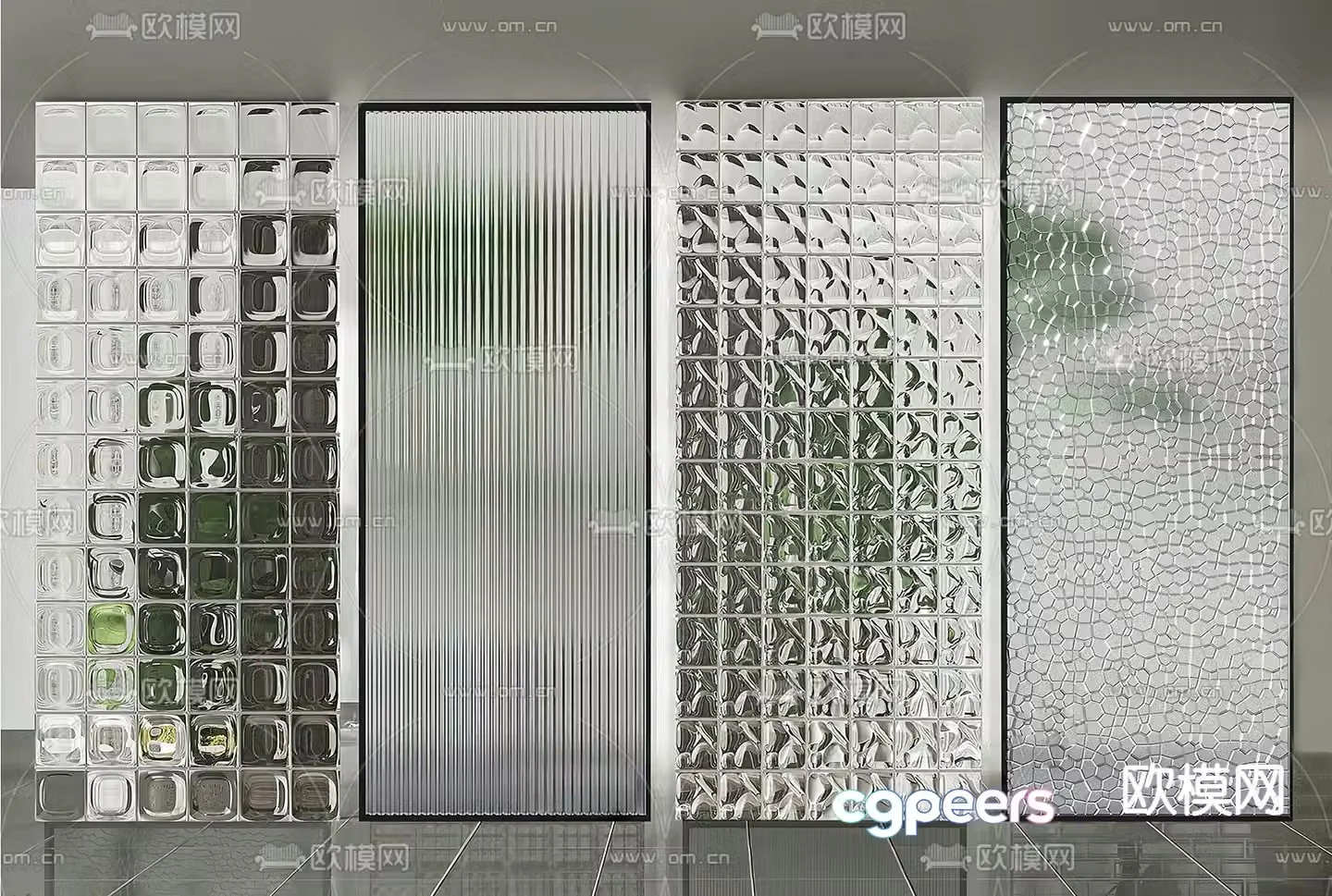 Glass brick partition 3d model