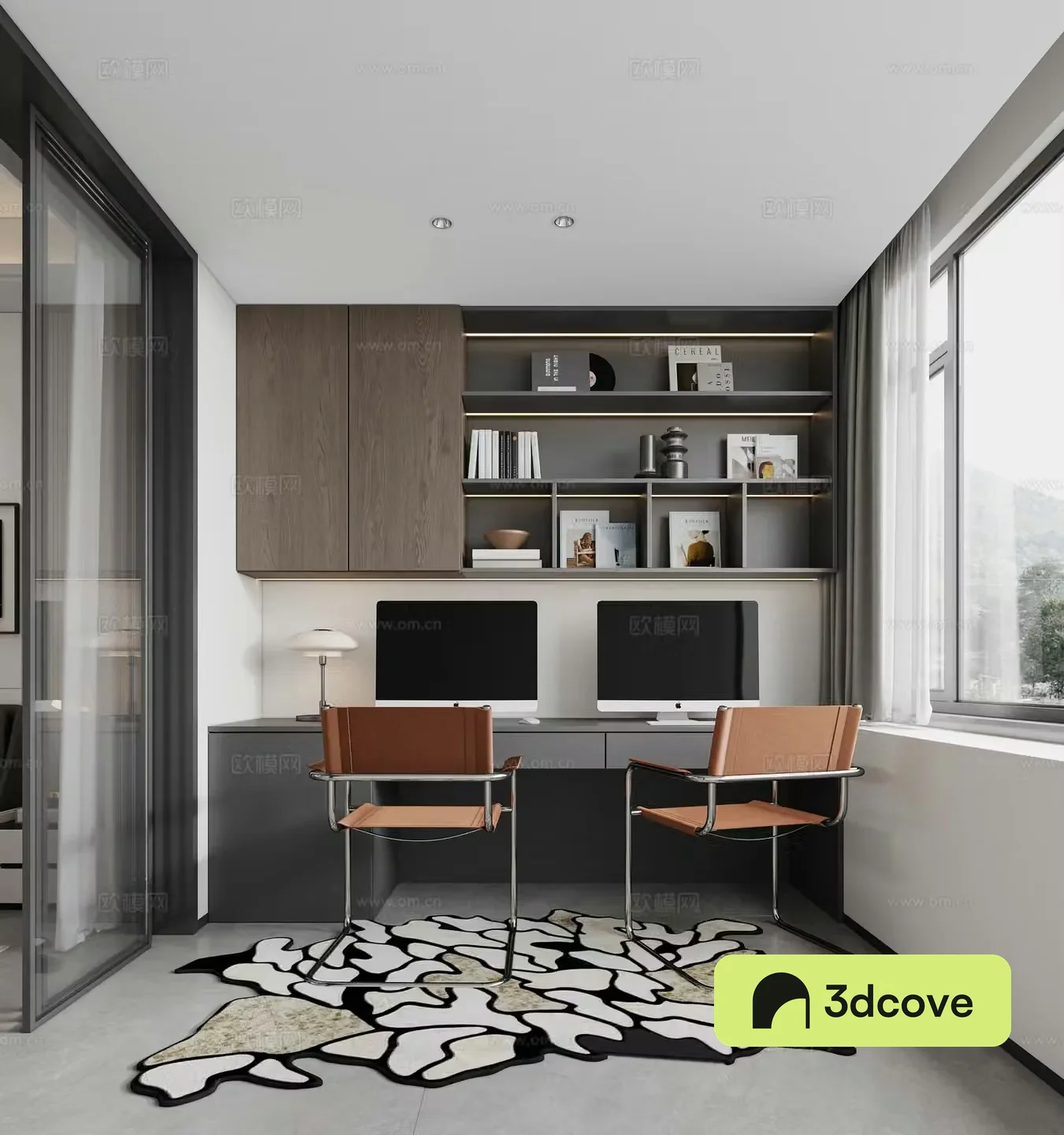 Modern Italian study computer room
