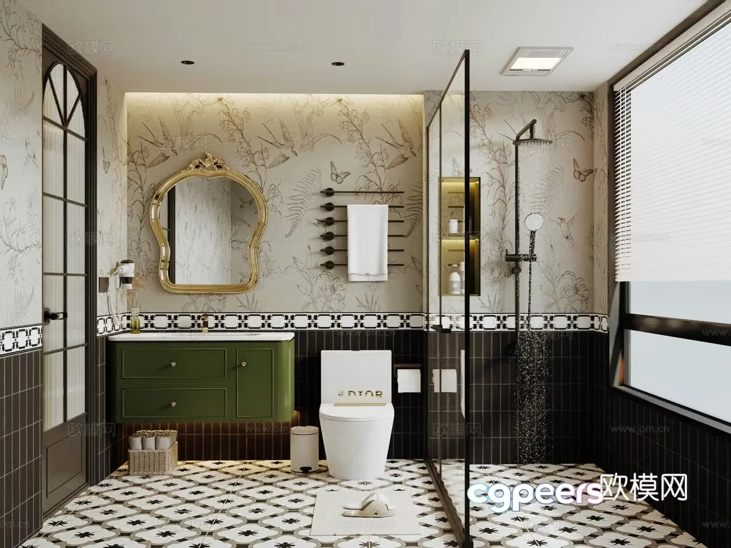 French bathroom wet and dry bathroom 3D model