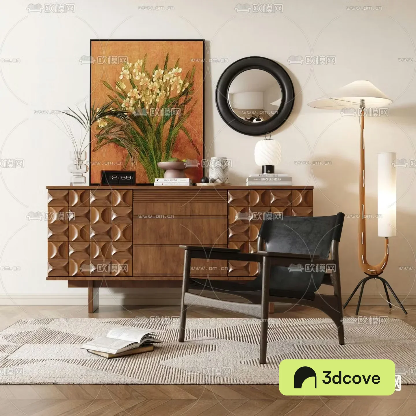 Wabi-sabi style entrance cabinet