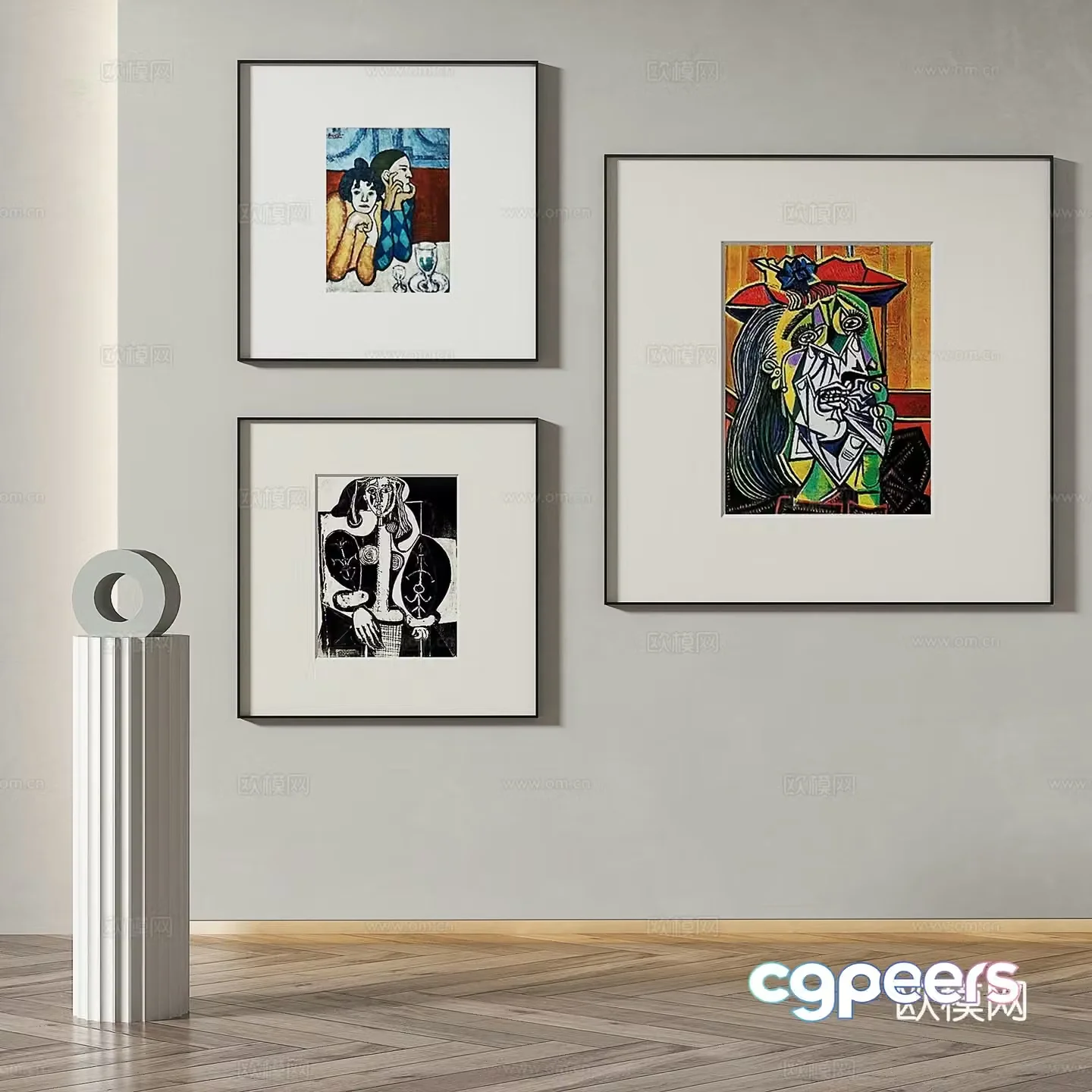 Modern minimalist abstract decorative painting 3d model