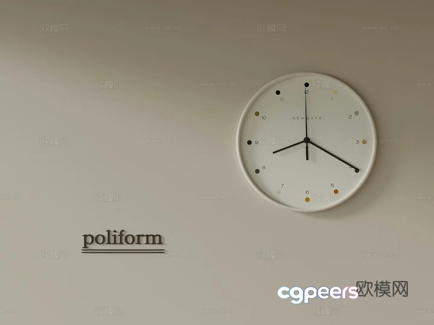 Modern creamy clock wall decoration 3d model