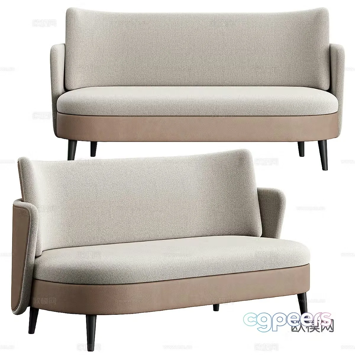 New Chinese style light luxury Riki Konyshev leather casual sofa 3D model