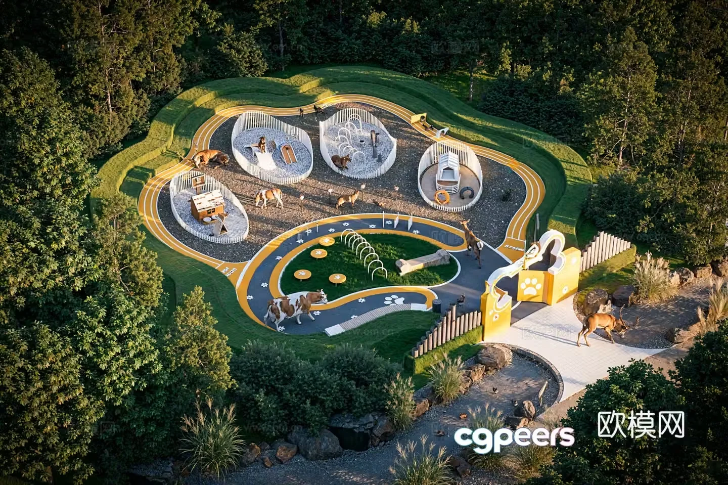 Modern Park Cute Pet Paradise Pet Paradise Pet Entertainment Facilities Pet Training Facilities Run 3D Model