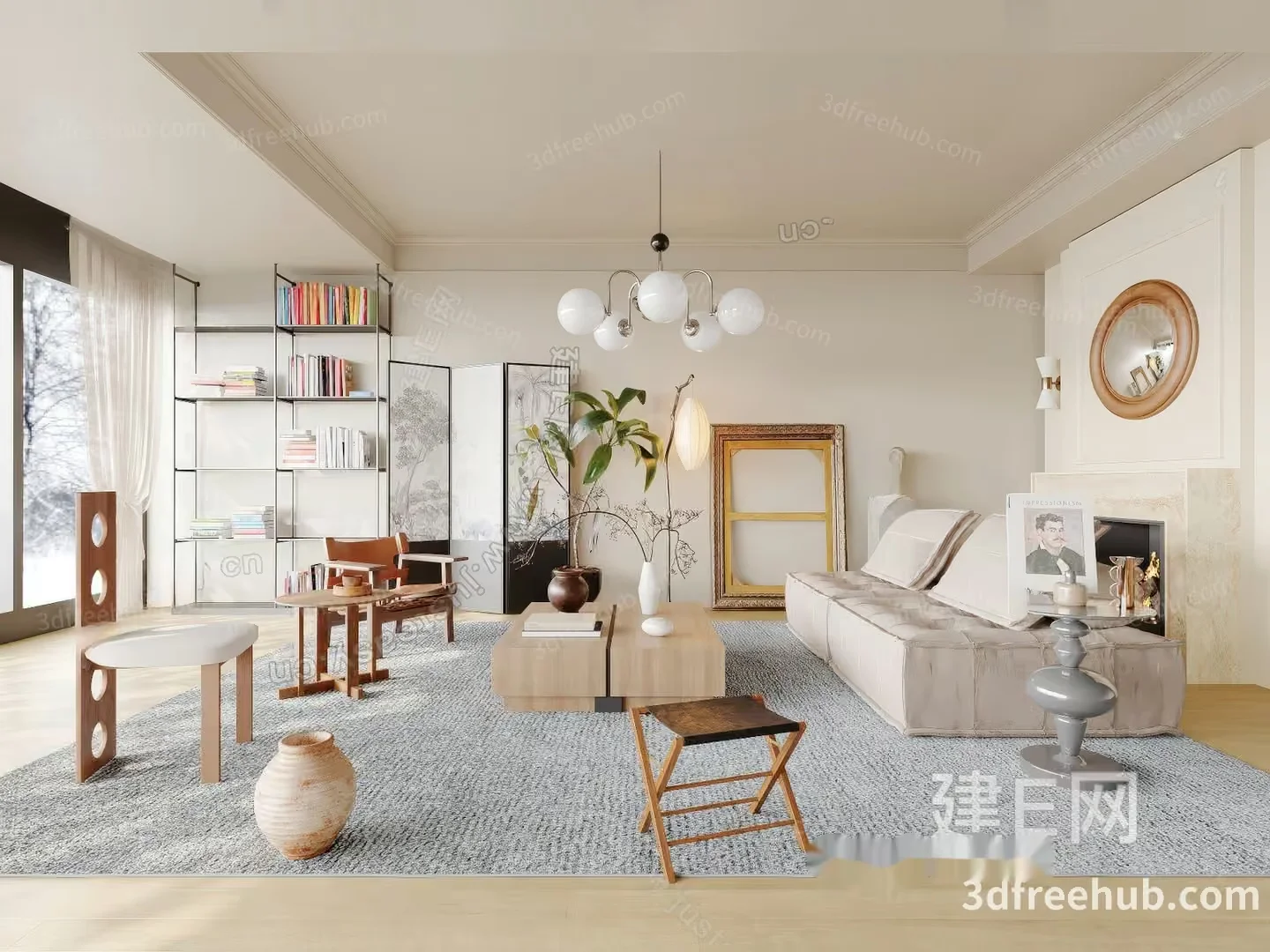 Modern Living Room 3D Model – 4752 – CORONA Render