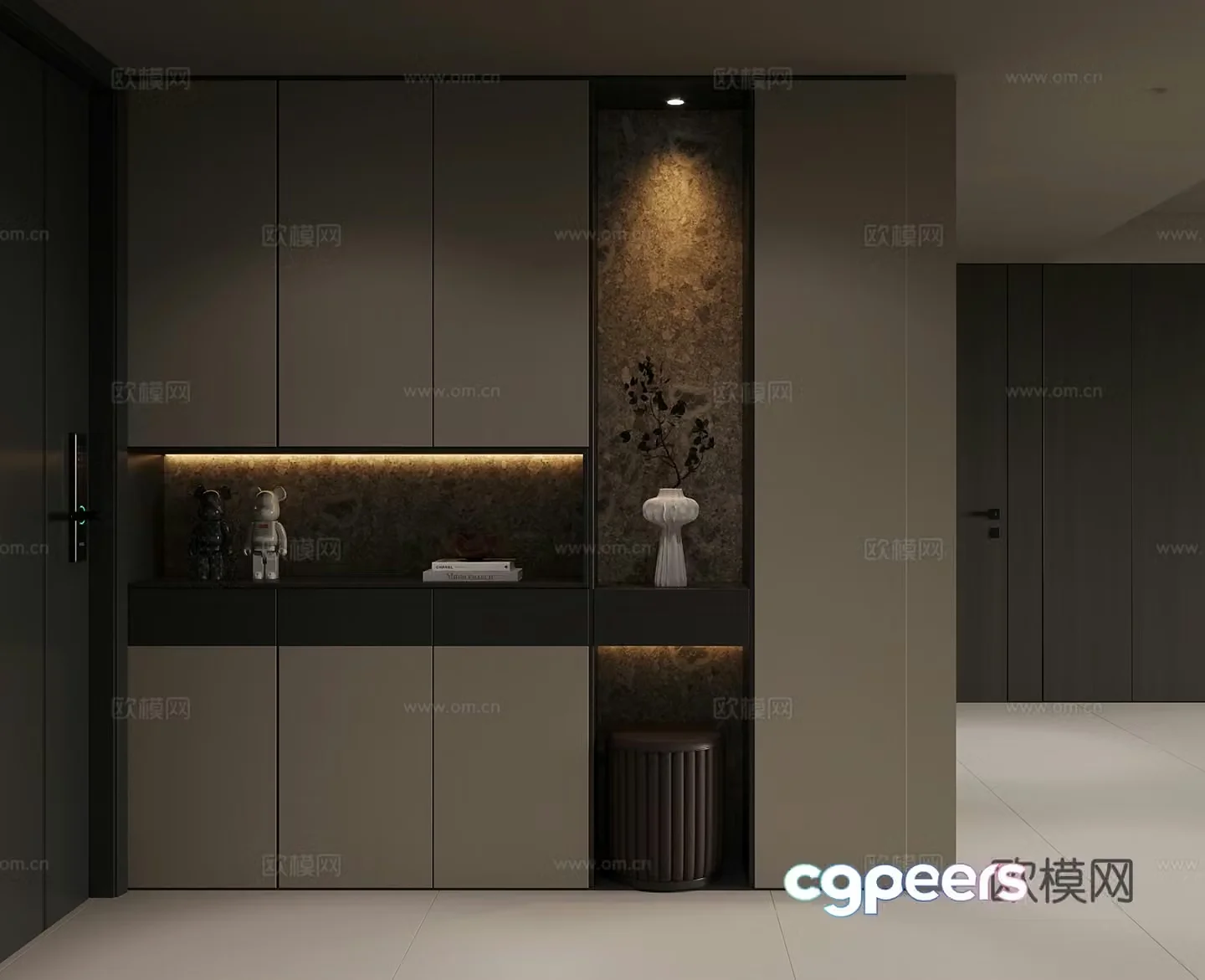 09 Italian minimalist porch cabinet door-entry shoe cabinet 3D model