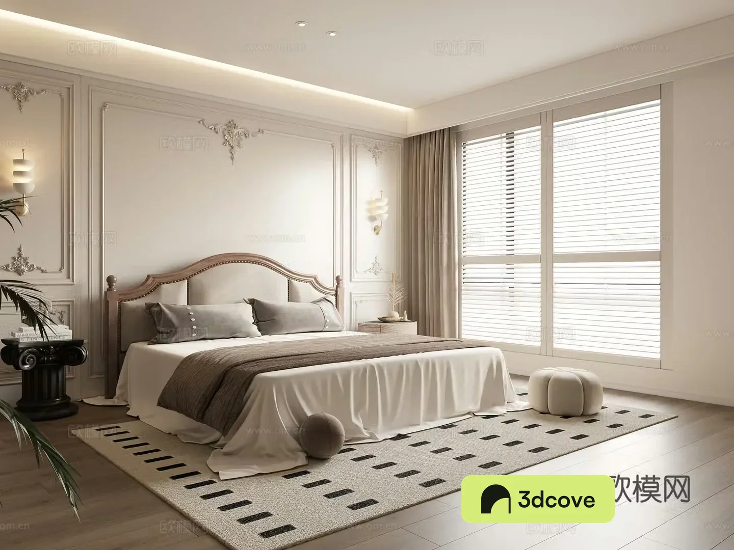 French style old-fashioned bedroom master bedroom second bedroom double bed elderly room