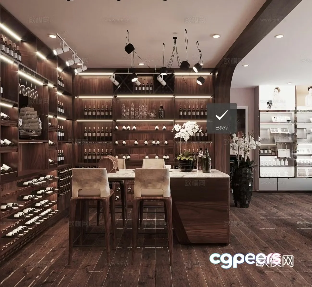 Modern red wine store Tobacco hotel American retro red wine store Winery Wine cabinet 3D model