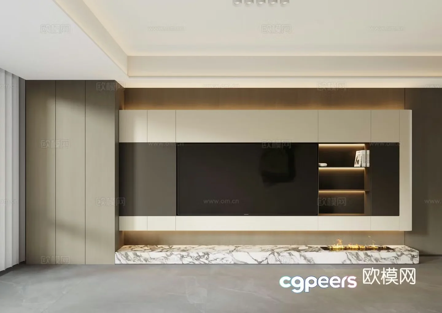 Modern TV background wall 3d model