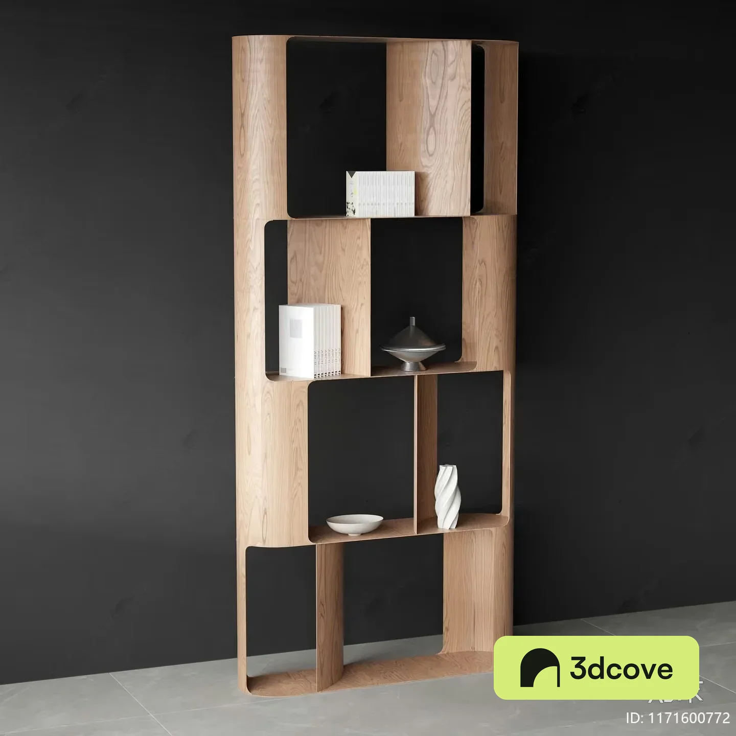 A Wooden Shelf With Various Decorative Items