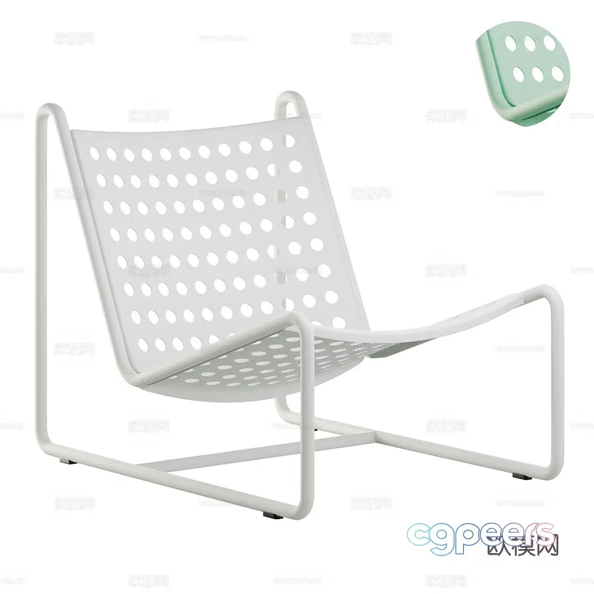 Modern minimalist stainless steel metal outdoor leisure chair 3d model