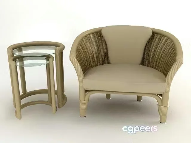 3ds Max Free – Wickerwork Chair and table to it