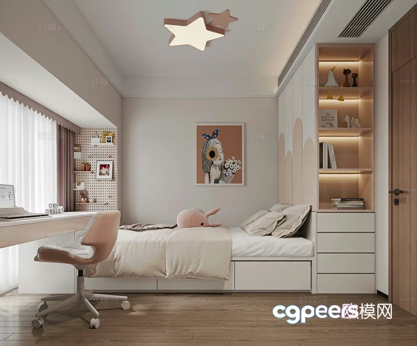 Modern daughter room tatami room 3d model