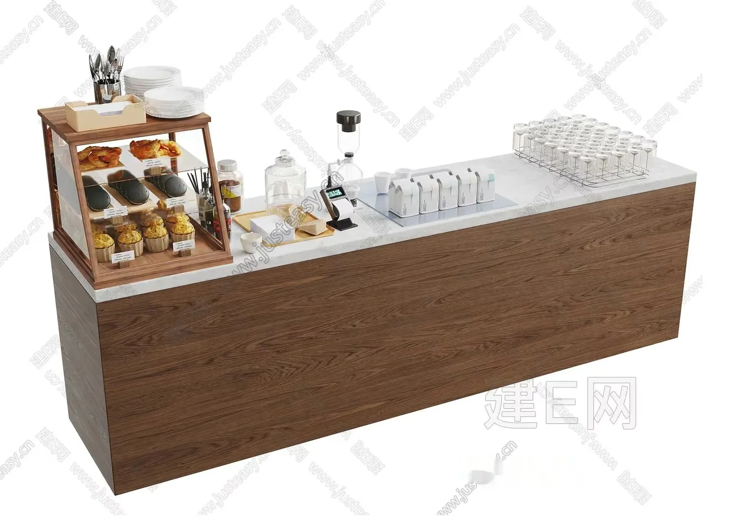A Wooden Counter 3D Model – 14417 – VRAY Render